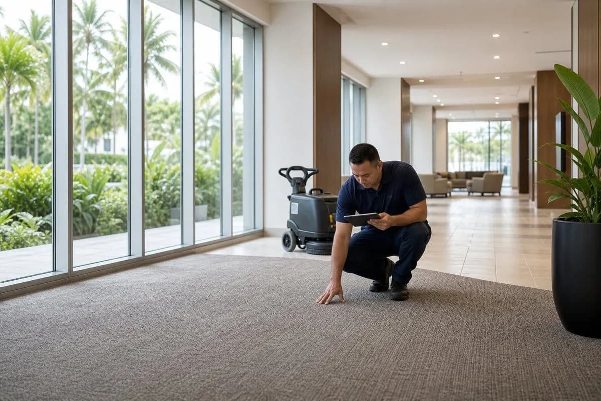 Commercial floor maintenance inspection in a South Florida facility